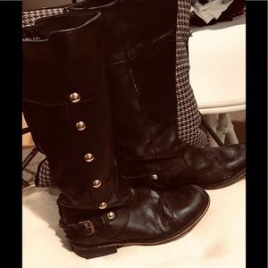 Steve Madden Black Leather Knee Boots